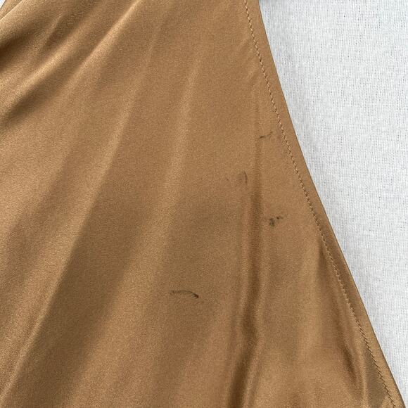 THE SEI Off The Shoulder Silk Maxi Dress Women 2 Brown Satin Cowl Neck Side Slit - Picture 15 of 16